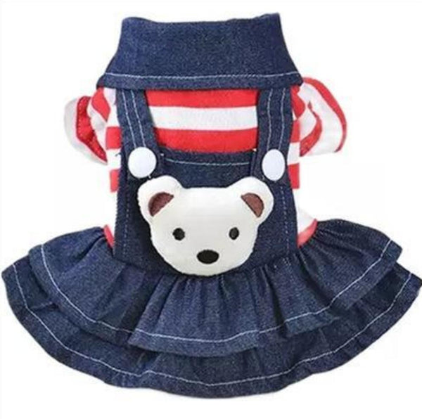 Striped Teddy Bear Overall Dress - TimDog Fashions